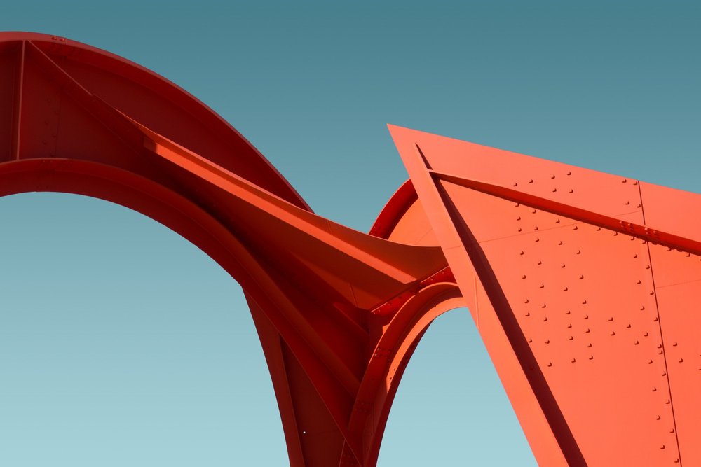Red architectural structure